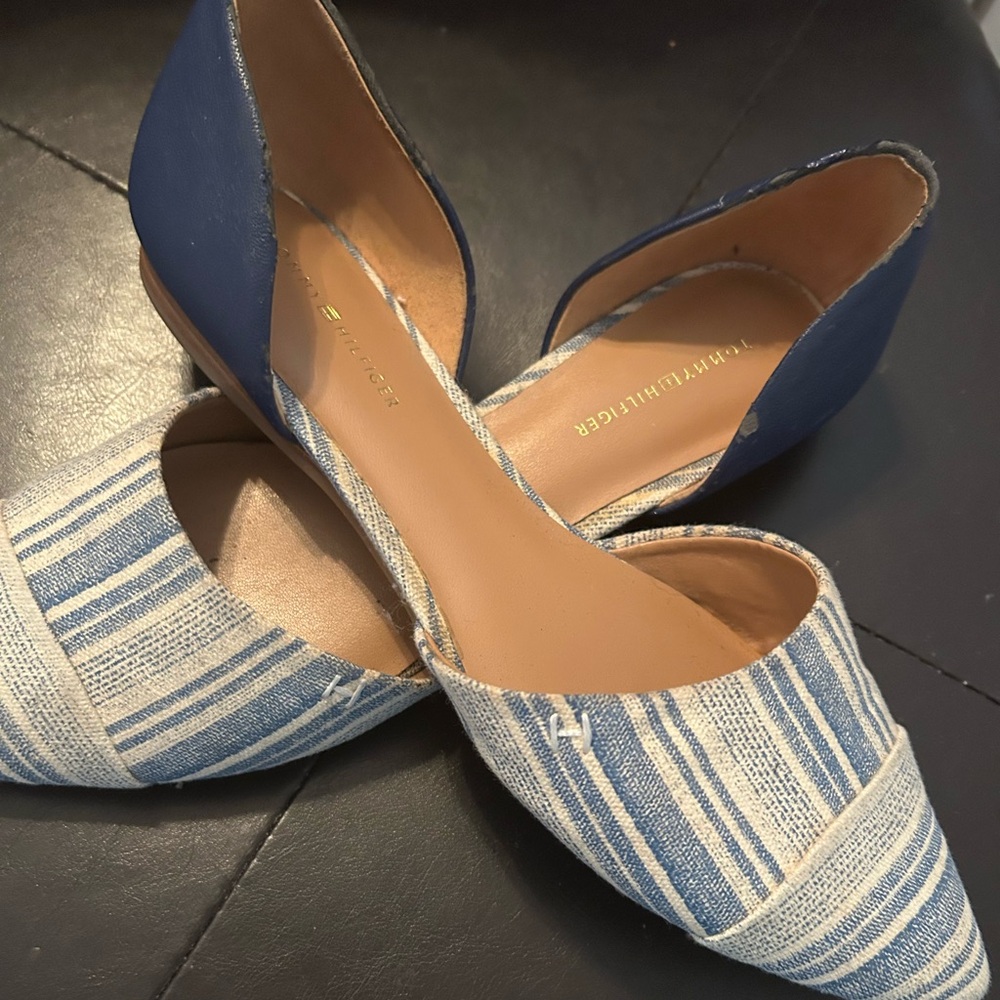 Tommy Hilfiger Navy and White Women's Flats
